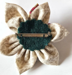 Hand-Crafted Fabric Flower Brooch – 3.5″