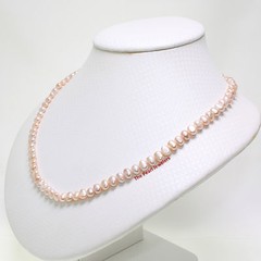 Genuine Pink Small Baroque Pearl Necklace Gold Plate Alloy Trigger Clasp TPJ