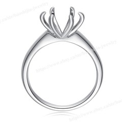 8mm to 8.5mm Round Cut Prong Setting Ring Solid Sterling Silver 925 Non-Plated
