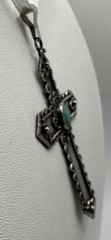 950 Sterling Silver Oxidized & Turquoise Cross Pendant (4.7g)
