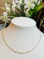 Sterling Silver Peach and White Moonstone Hand Wire Wrapped Necklace