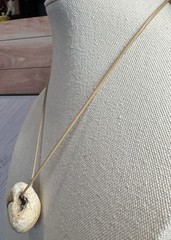 Natural Irish Fairy Hag Stone Pendant On Cord Necklace 16” Good Fortune & Luck