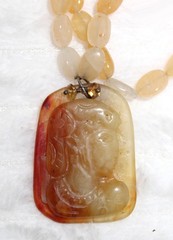 Jasper Stone Cluster Necklace Agate Quartz Rhinestones