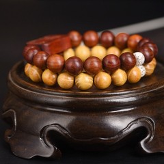 10mm Carved Golden Sandalwood Square Bead Bracelet Buddhist Prayer Beads