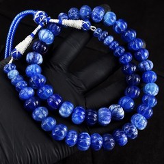 Fabulous Blue Sapphire 630 Cts Flower Carved Beaded Jewelery Necklace VK 34 E702