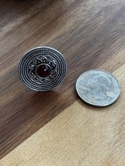 Red Garnet Ornate Statement Cocktail 925 Sterling Silver Ring Size 8.25