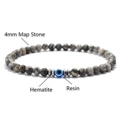 Natural Black Tourmaline Evil Eye 4mm Beads Empath Protection Stretch Bracelet