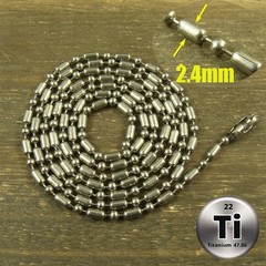 Pure Titanium 23″ – 27″ ball bead chain 2.4mm necklace anti-allergy XH321