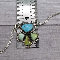 Southwestern Palomino Kingman Turquoise Necklace Cluster Sterling Silver