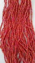 Handmade Bracelet GLASS BEADS IRIDESCENT RED Tone Bohemian 20 Strands 7 inch