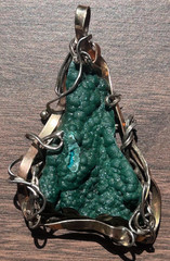 Handcrafted Botryoidal Malachite Pendant Artisan Wire Wrap Sterling & 14K GF
