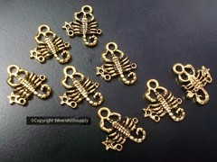 SCORPION jewelry pendants charms 8 antique gold plated earring findings CFP168