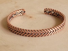 Matte Pure Solid Copper Magnetic Bracelet Arthritis Therapy Cuff Herringbone