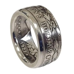 Silver Dollar Coin Ring Size 7-13 Handmade Crafted Rare Silver Morgan Men Ring