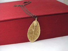 Gold Leaf Necklace Antiqued Brass Chain Gold Plated Boho Bohemian Ren Faire Gift
