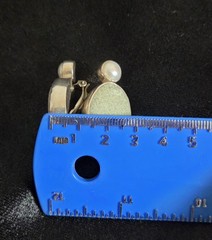 Vintage The Dreamer Earrings 925 Sterling Silver Gray Stone & Pearl Earrings