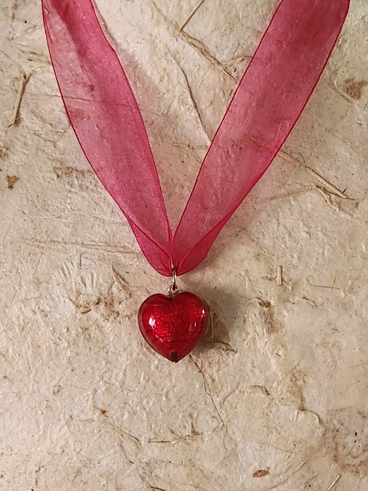 salviati murano art glass red heart pendant 925 silver italy