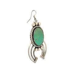 Limbert Perry, Earrings, Royston Turquoise, Sterling Silver, Navajo, 3 1/4″