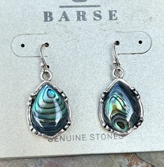 Barse NWT Green Blue Abalone Sterling Silver Drop Earrings