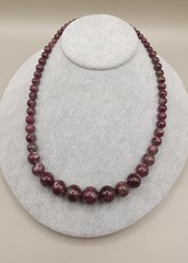 Natural Plum Blossom Tourmaline Graduated Bead Necklace 17 Magnetic Clasp 42g