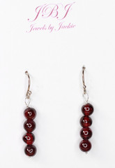 Red Garnet Natural Gemstone Earrings 5mm Ball 925 Sterling Silver 1 1/4″