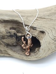 Keweenaw Tumbled Copper Sculpture Necklace Sterling Silver Bail & 16″ Chain 925
