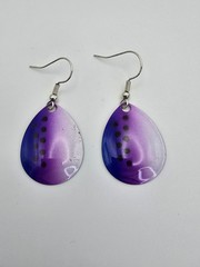 Fun Spinner Blade Fishing Lure Earrings Purple & White FREE $HIPPING!! 💜