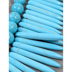 Heavy Faux Turquoise Fringe Necklace 23″ Western Boho Statement