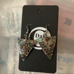 Blue Abalone, Paua Shell Earrings, Triangle, Haliotis, Seashell, Handmade