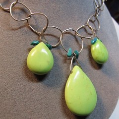 Artisan OOAK SOLID STERLING SILVER Green Turquoise Stone Pendant Necklace