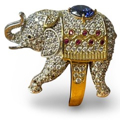 Sterling Silver Elephant Ring SW 925 CZ Pavé Rhinestones Size 8