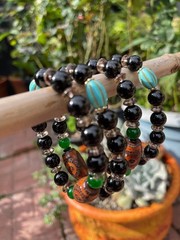 Dzi Bead Bracelet Black Agate Bracelet Spiritual Healing Crystal Bracelet