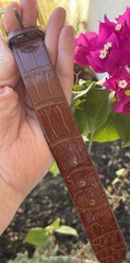 Genuine Brown Handmade Alligator Leather Bracelet With Solid Brass Buckle