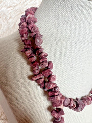 2 Necklaces Natural Stone Organic Earthy Blue Sodalite & Pink Rhodonite Coastal
