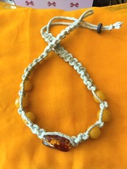 Handmade Artisan Amber & Phenolic Resin? Beaded Jute Toggle Necklace *Read*