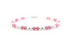 Pink Jasper & White Buffalo Howlite Modern Artisan Heishi Bead Gemstone Bracelet