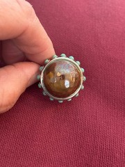 BARSE hammered brass dome and turquoise ring