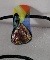 Dichroic Fused Glass Teardrop Pendant Necklace Cord