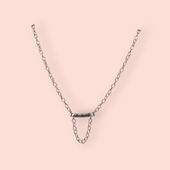 Solo Silver Tone Bar Chain Necklace • Minimalist Boho Layering Pendant Jewelry