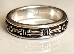Greek Pillars Patterns Band Ring 999.Pure Fine Silver Bold, Pillars Design