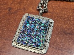 ABALONE SEA SHELL SILVER PLATED BRASS NECKLACE 18″