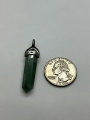 Sterling silver double point green crystal healing stone pendant for necklace