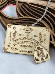 Ouija Board Necklace W/ Usable Planchette, Devil’s Profile Design, Séance, Magic