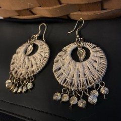Anju Sachi Collection Bohemian 3” Dangle Neutral Woven Pierced Earrings