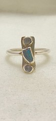 Sterling Silver .925 Ring Labradorite Ring Three Stone Ring size 7.25 Handmade