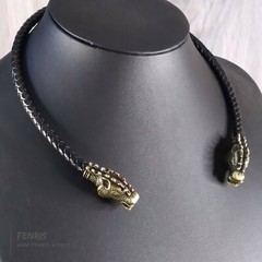 Stag Torc Bronze Black Leather Norse Viking Celtic Hand Made | Fenris on Ebay
