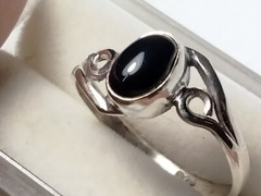 CUTE BLACK ONYX IN TRENDY STERLING SILVER.925 RING SIZE 7.0-7.25 AND 9.25-9.5!