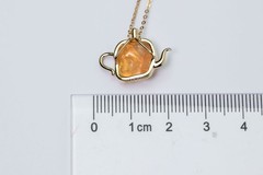 Teapot Mexican Fire Opal & Diamond, Tsavorite Pendant Necklace 18K Yellow Gold