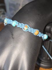 BoHo hemp bracelet w green beads. sml/med women’s 6-inch adjustable M3033