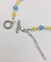 19″ Yellow Agate Necklace, Handmade Cloisonné, Silver-filled, Czech Glass, LJN18